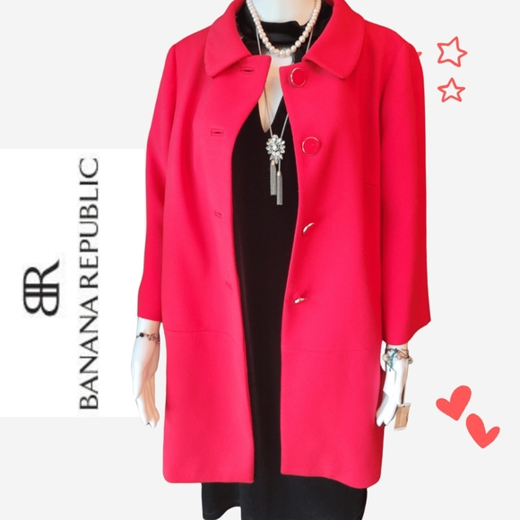 Banana Republic Red Car Coat Sz XL - Picture 2 of 7
